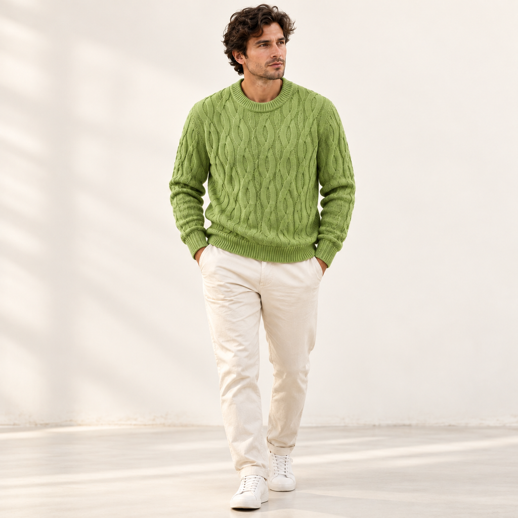 The Ellis Merino Wool Cable Knit Sweater