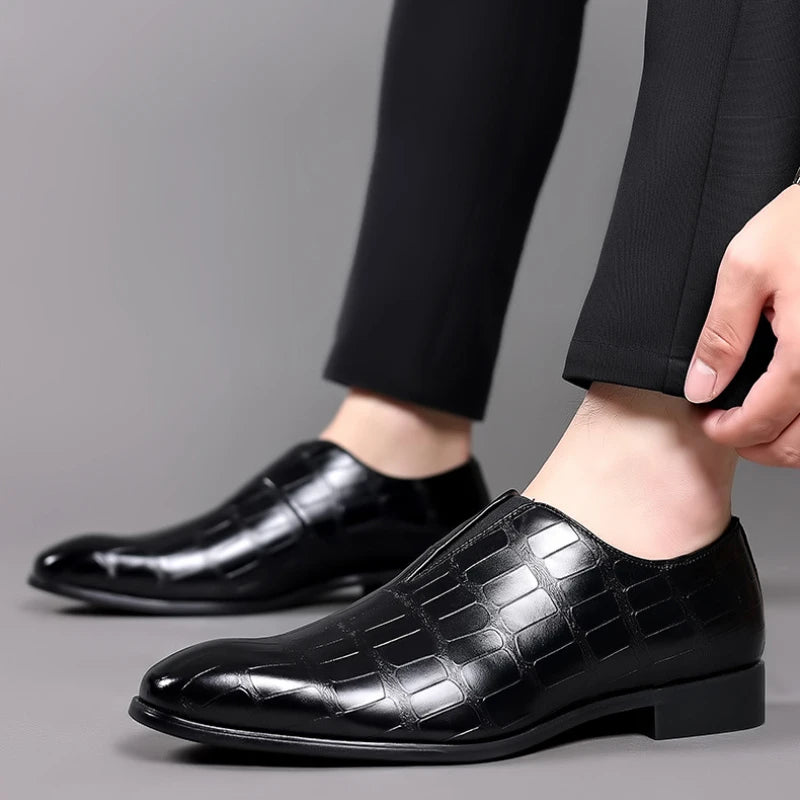 Lorenzo Croc-Embossed Leather Loafers