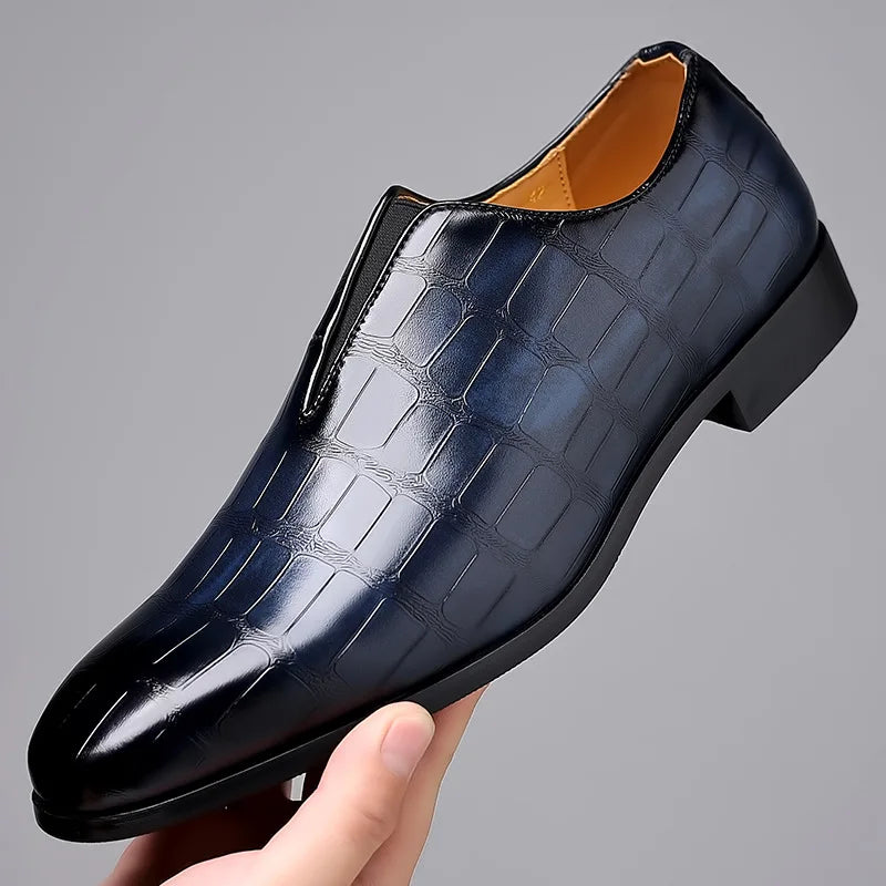 Lorenzo Croc-Embossed Leather Loafers