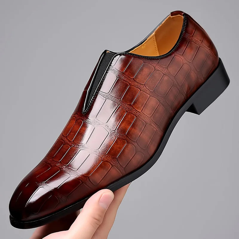 Lorenzo Croc-Embossed Leather Loafers