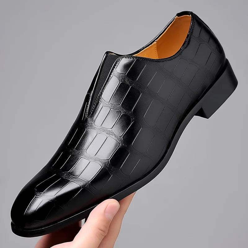 Lorenzo Croc-Embossed Leather Loafers