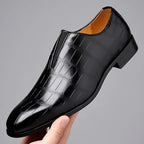 Lorenzo Croc-Embossed Leather Loafers