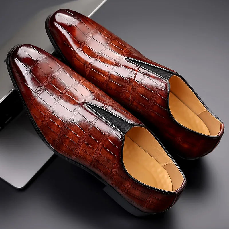 Lorenzo Croc-Embossed Leather Loafers