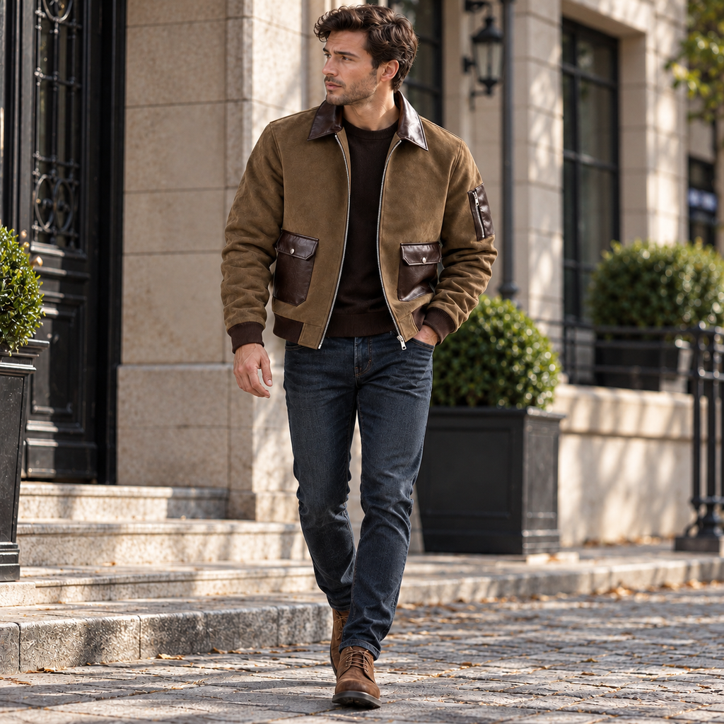 The Bennett Suede Bomber Jacket