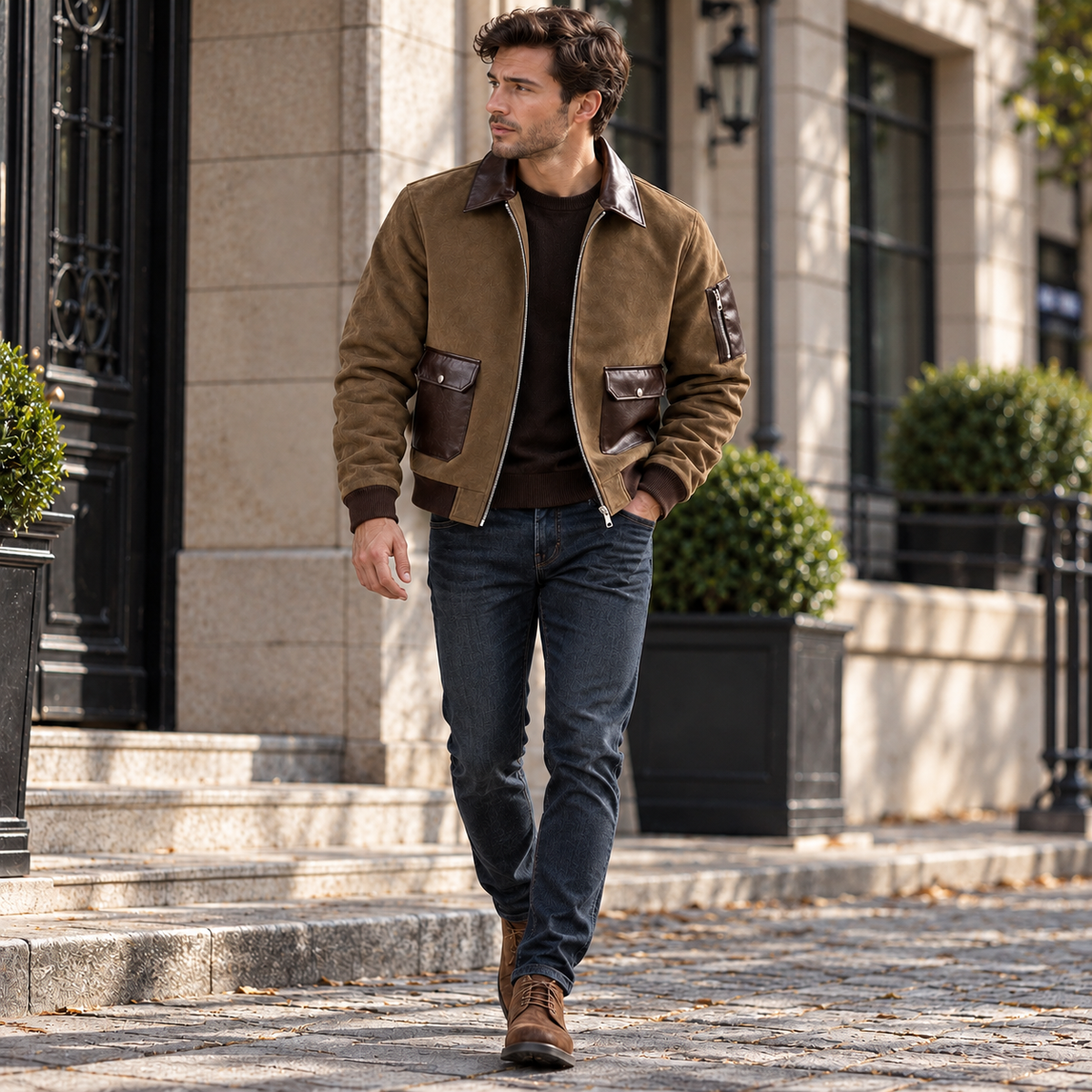 The Bennett Suede Bomber Jacket